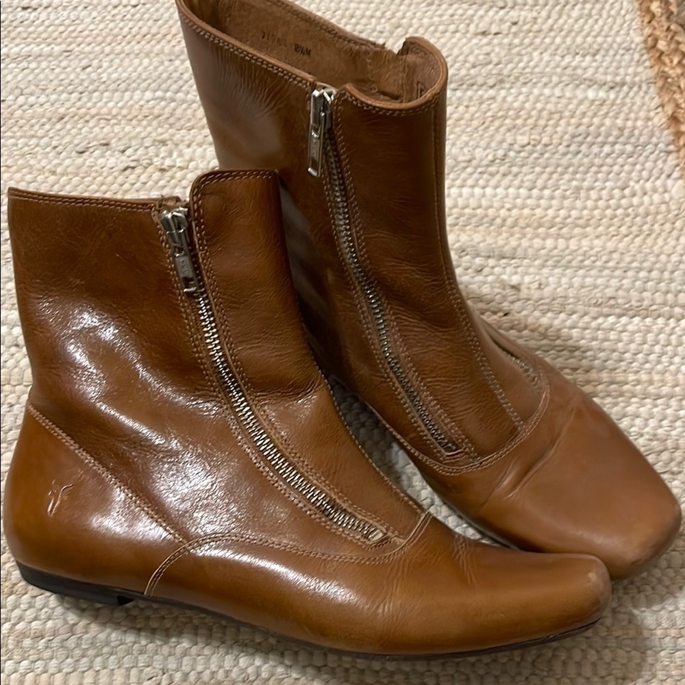 Brown Leather Frye Ankle Boots